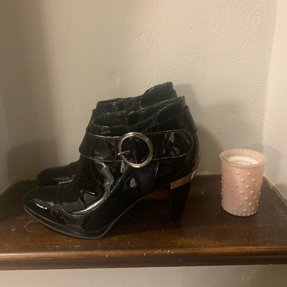 Glossy Leather Booties